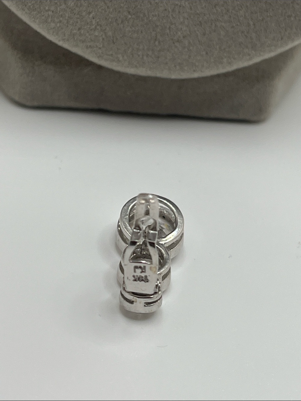Triple-CZ Stamped  Silver Pendant Necklace - Picture 5 of 9